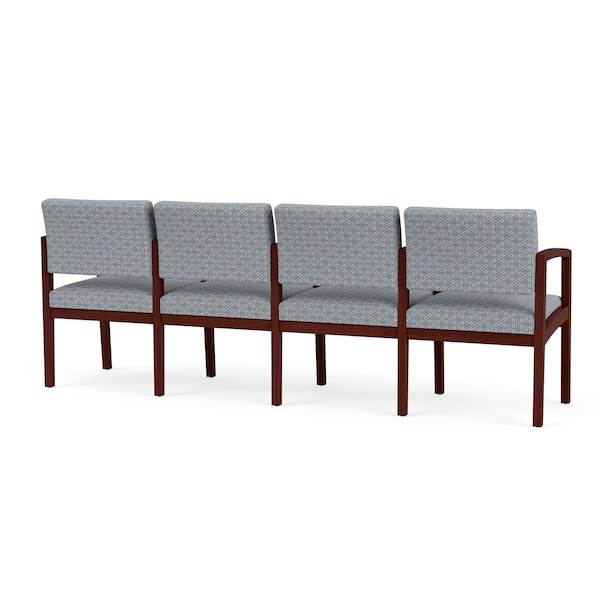 Lesro Lenox Wood 4 Seat Tandem Seating Wood Frame, Mahogany, RS Fog Upholstery LW4103 - main